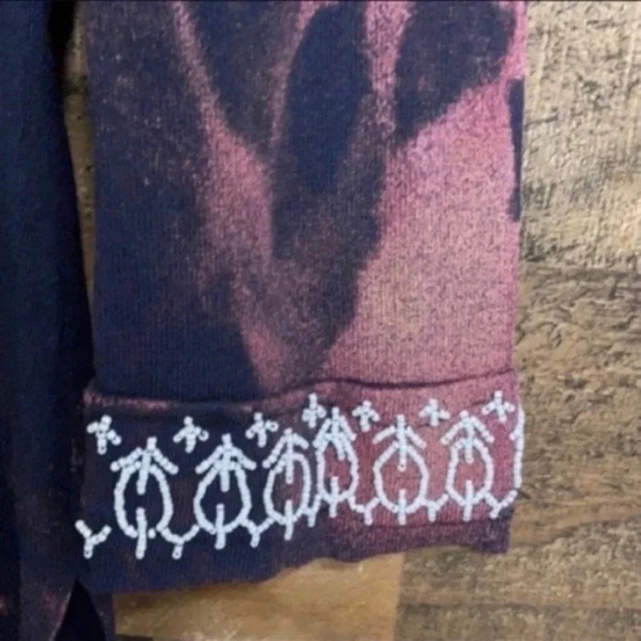 Tie Dye Boho‎ Grunge Beaded V Neck Top Women’s Medium Stretch Rayon Nylon - Picture 8 of 11